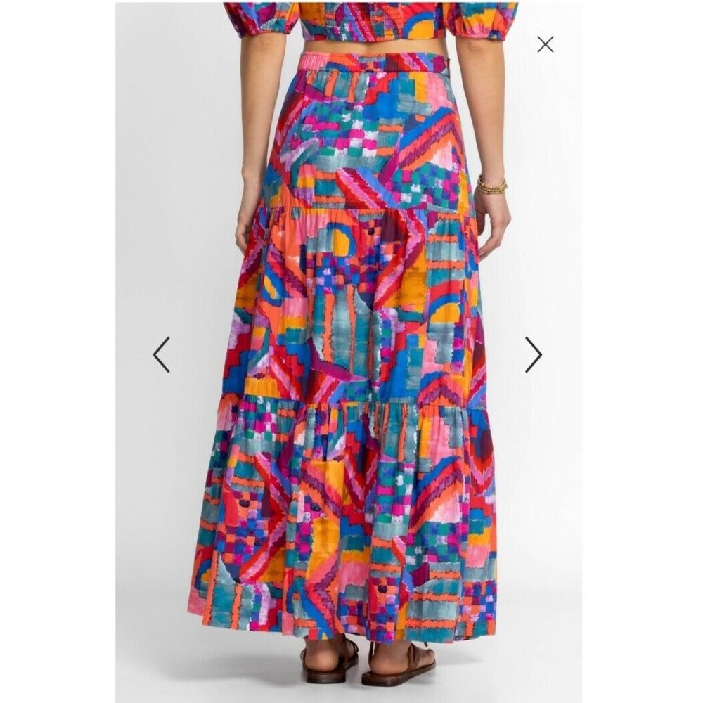 Johnny Was Summer Daydream Maxi Cotton Poplin Skirt XL NEW Beachy BOHO Rainbow - Picture 7 of 8